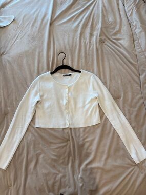 Cropped Brandy Melville Ivory Button-Front Cardigan